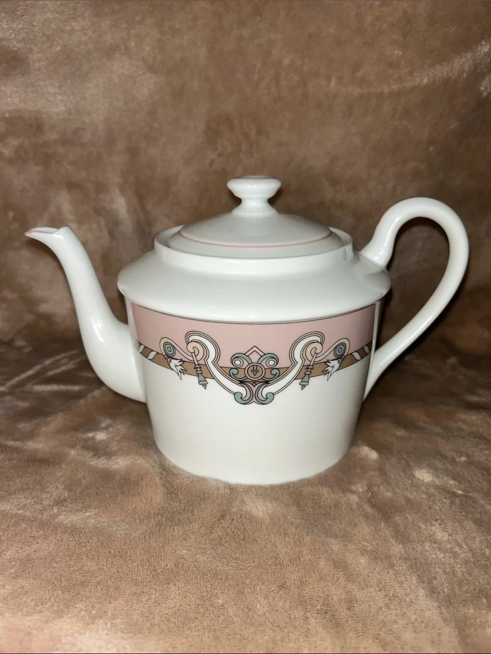 Ceralene A. Raynaud Serenade Beige Porcelain MCM White Teapot Limoges France